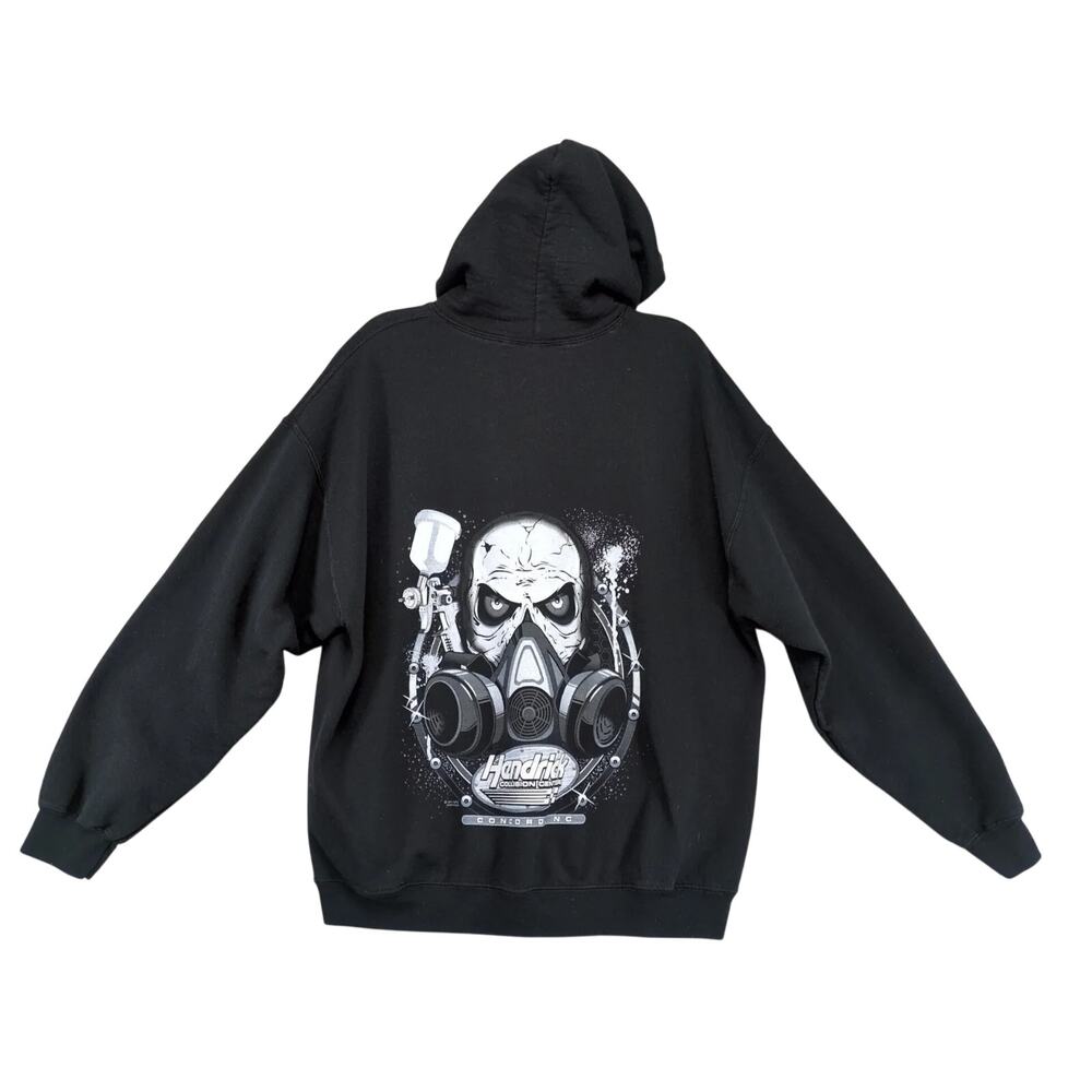Hendrick Collision Center Skull Hoodie Men's XL‎ Black Pockets Car Auto Mechanic